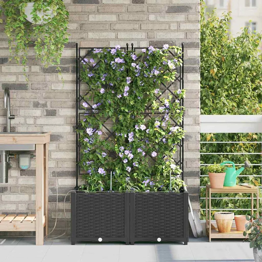 Cache-pot de jardin 2 pc Noir 80 x 40 x 142 cm PP - 3