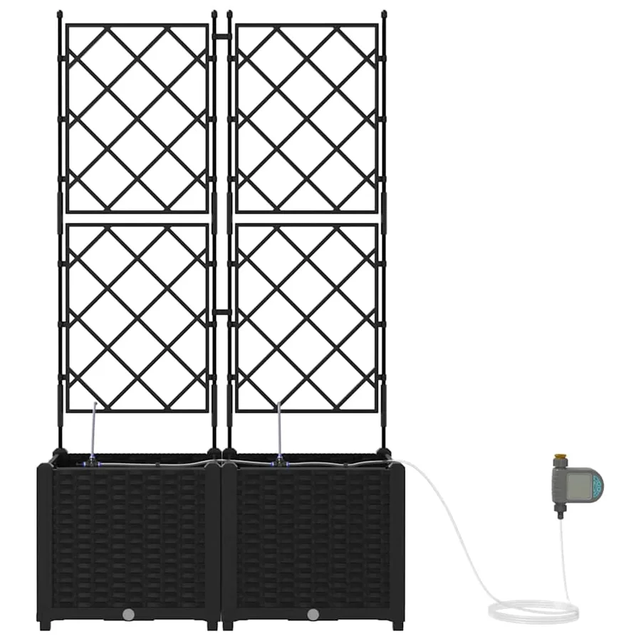 Cache-pot de jardin 2 pc Noir 80 x 40 x 142 cm PP - 6