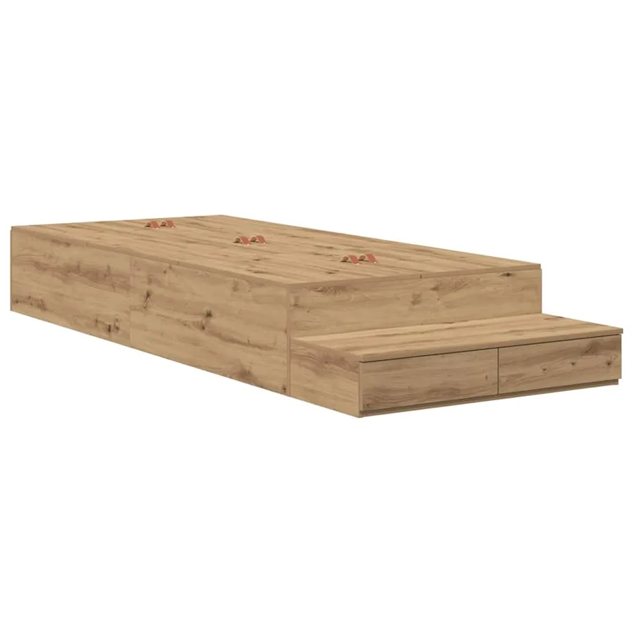 Cadre de lit avec rangement avec tiroir Chêne artisanal 90 cm - 2