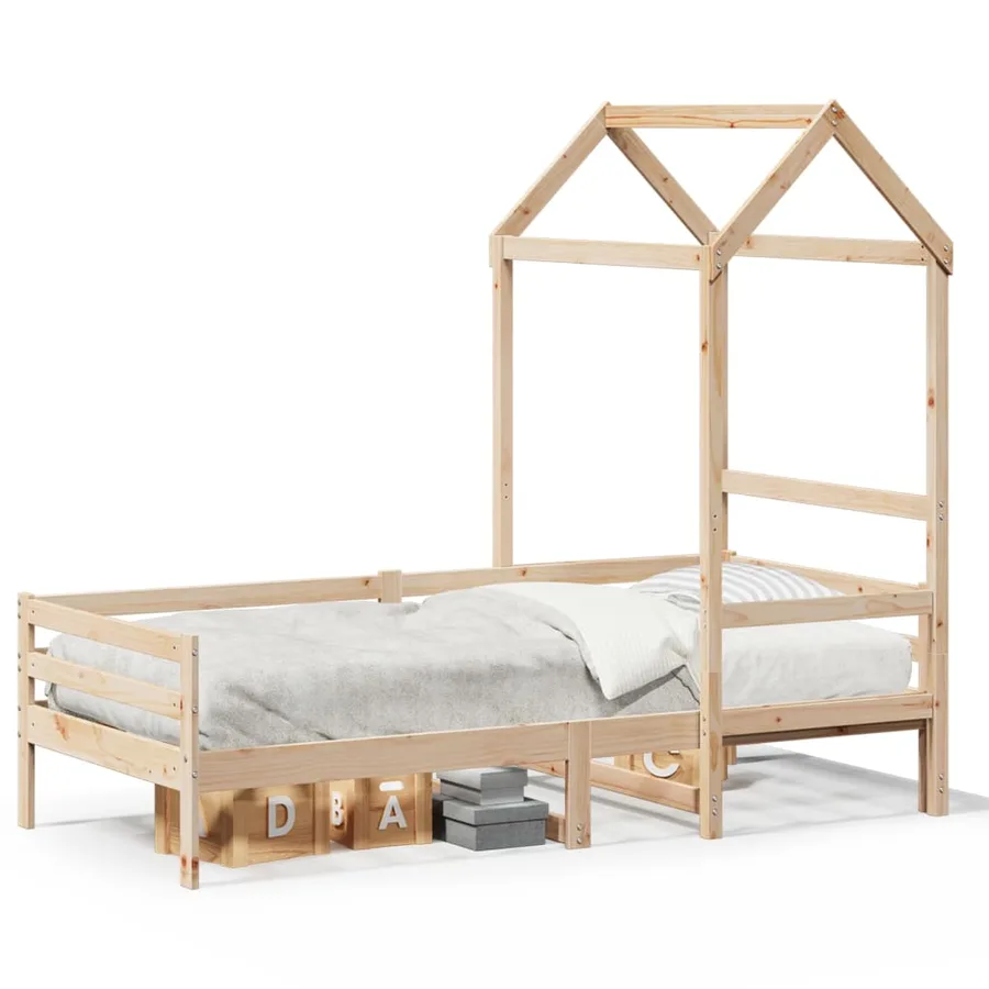 Lit de jour avec toit sans matelas 80x200 cm bois massif - 2