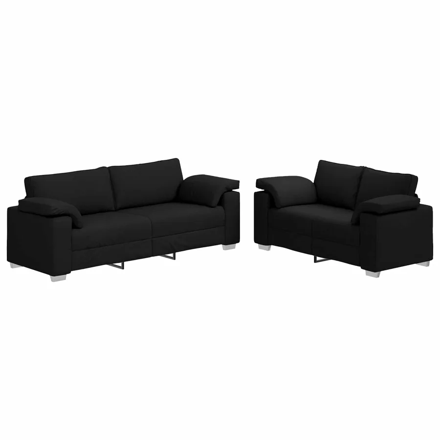 Canapé 2 pcs Noir 219 x 80 x 82 cm tissu - 2