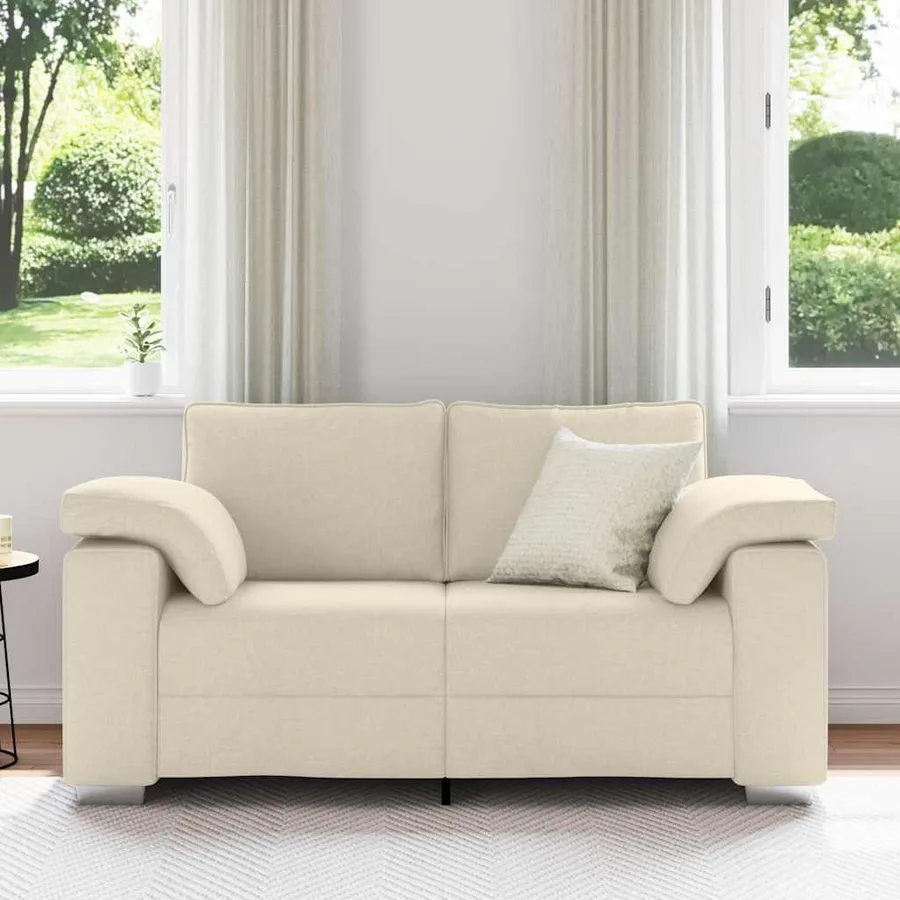 Sofa 2 places Beige 160 cm Tissu en lin mélangé - 3