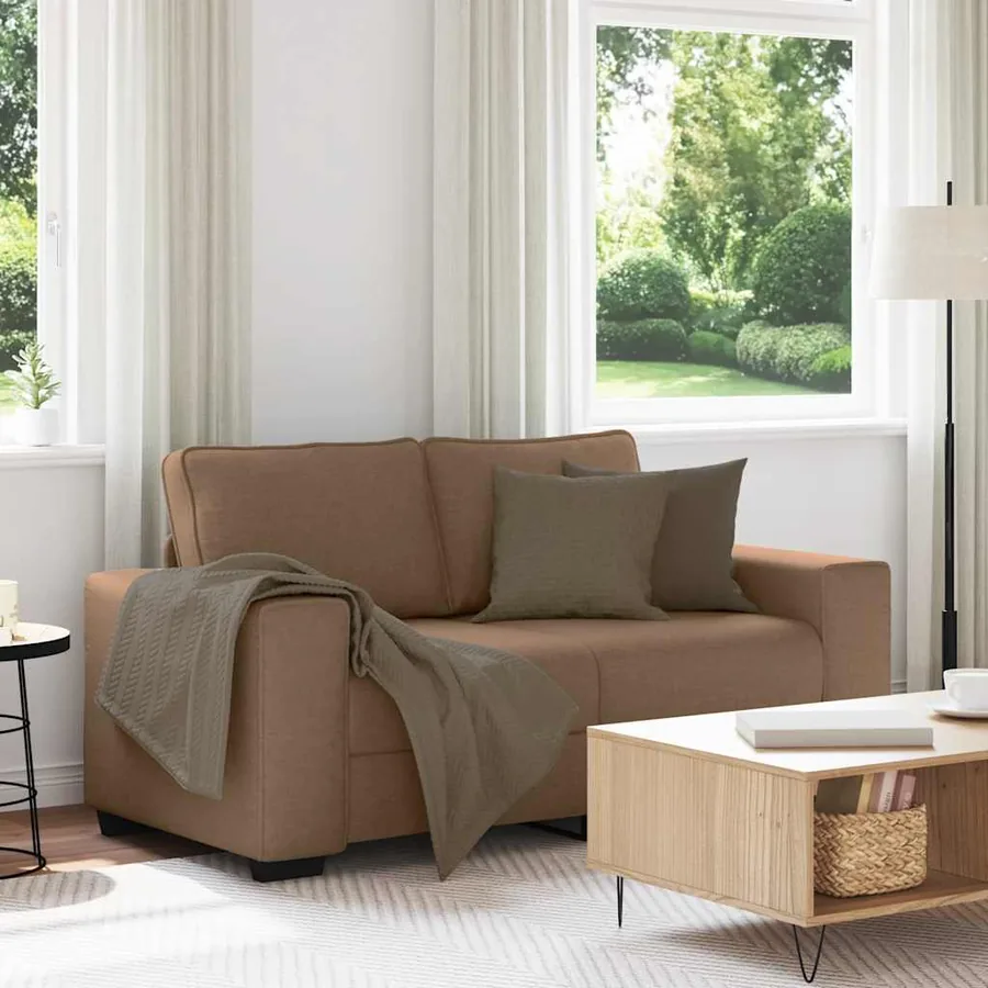 Canapé 2 places marron 160x77x82 cm en tissu