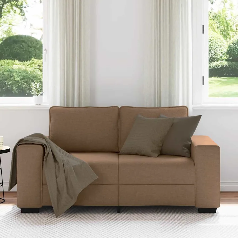 Canapé 2 places marron 160x77x82 cm en tissu - 3