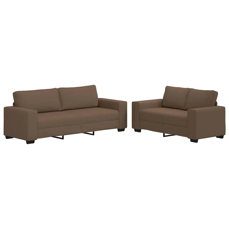 Ensemble de canapé 2 pcs avec coussins en tissu marron - 2