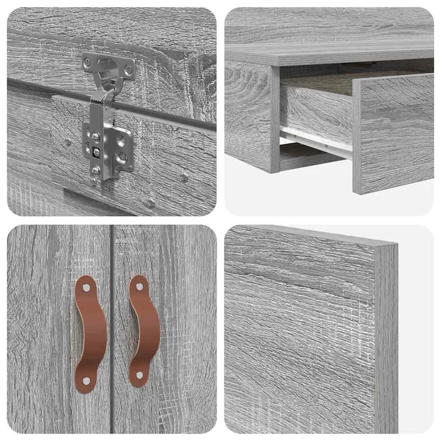 Cadre de lit avec rangement avec tiroir Gris Sonoma 135 cm - 12