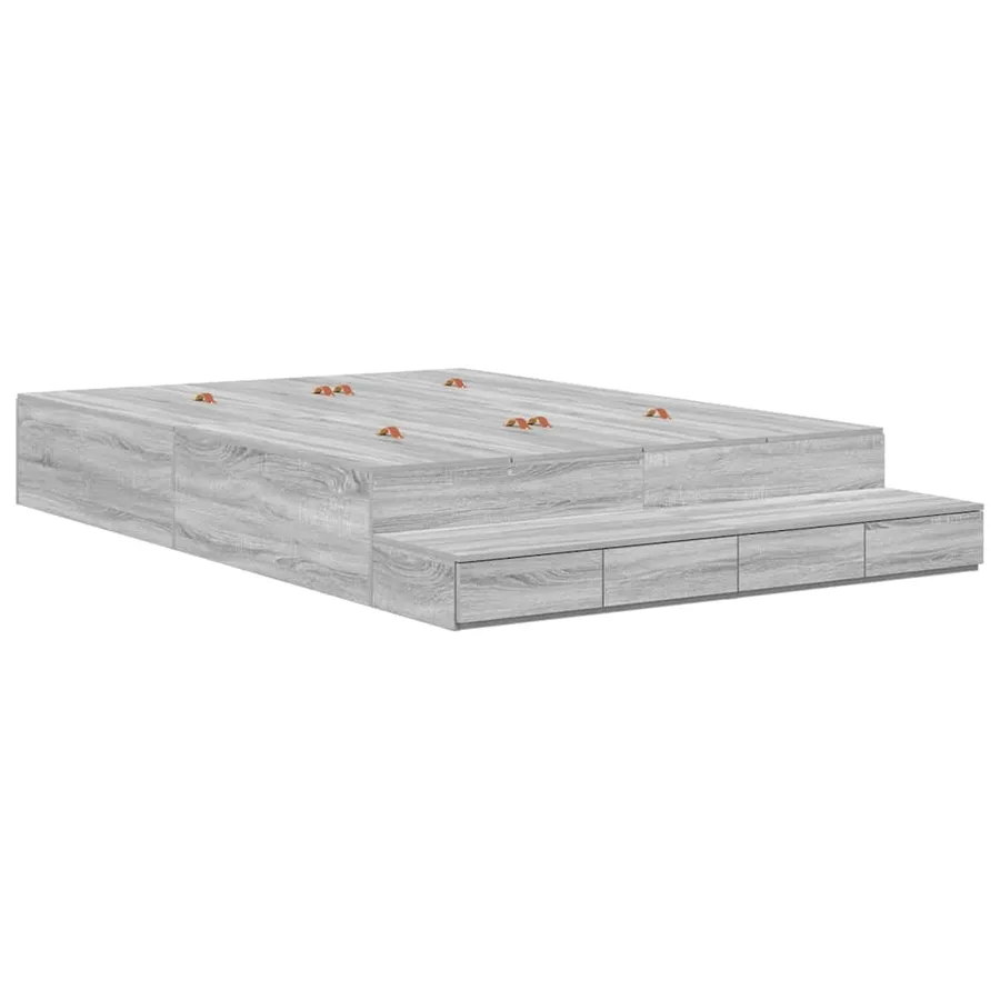 Cadre de lit avec rangement avec tiroir Gris Sonoma 135 cm - 2