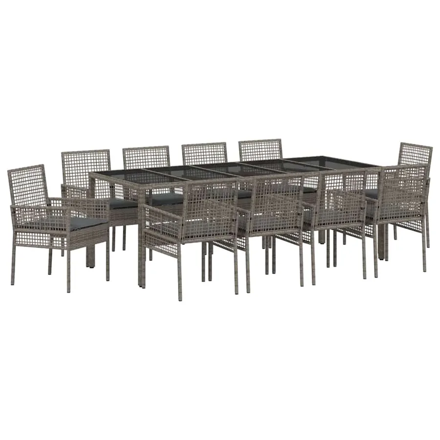Ensemble de salle à manger pour jardin 11 pcs Gris polyrotin - 2