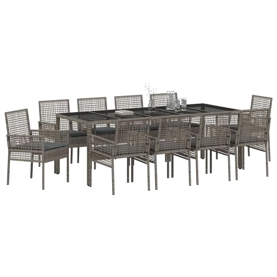 Ensemble de salle à manger pour jardin 11 pcs Gris polyrotin - 3
