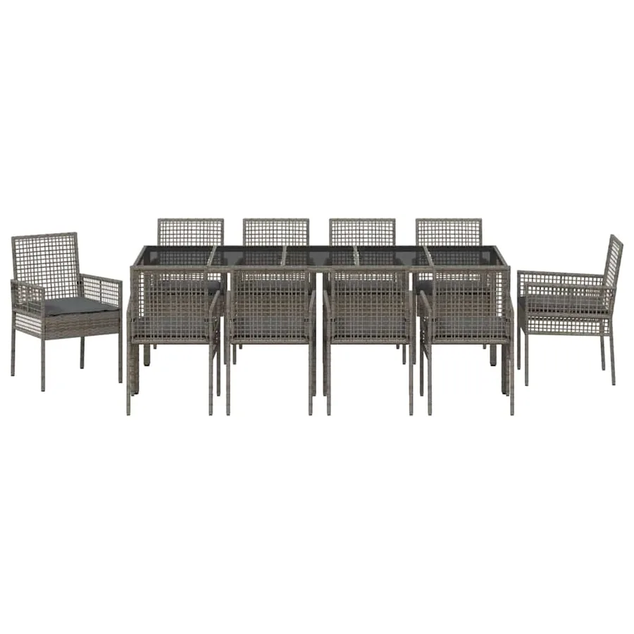 Ensemble de salle à manger pour jardin 11 pcs Gris polyrotin - 7