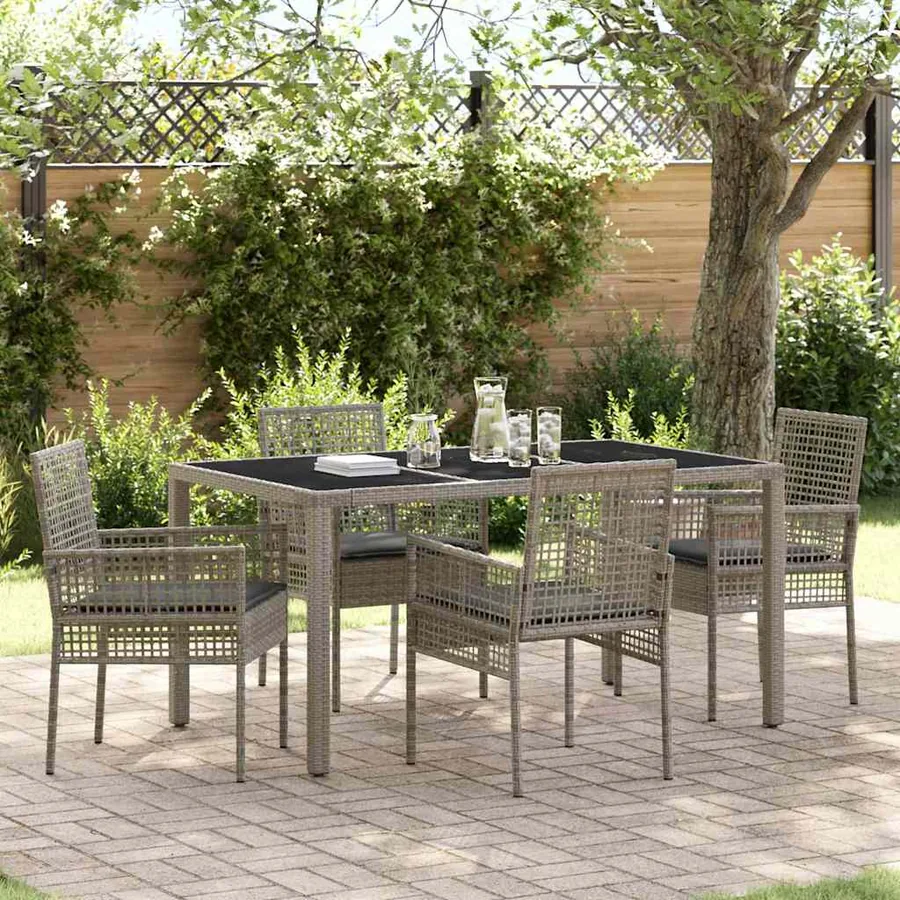 Ensemble de salle à manger pour jardin 5 pcs Gris polyrotin