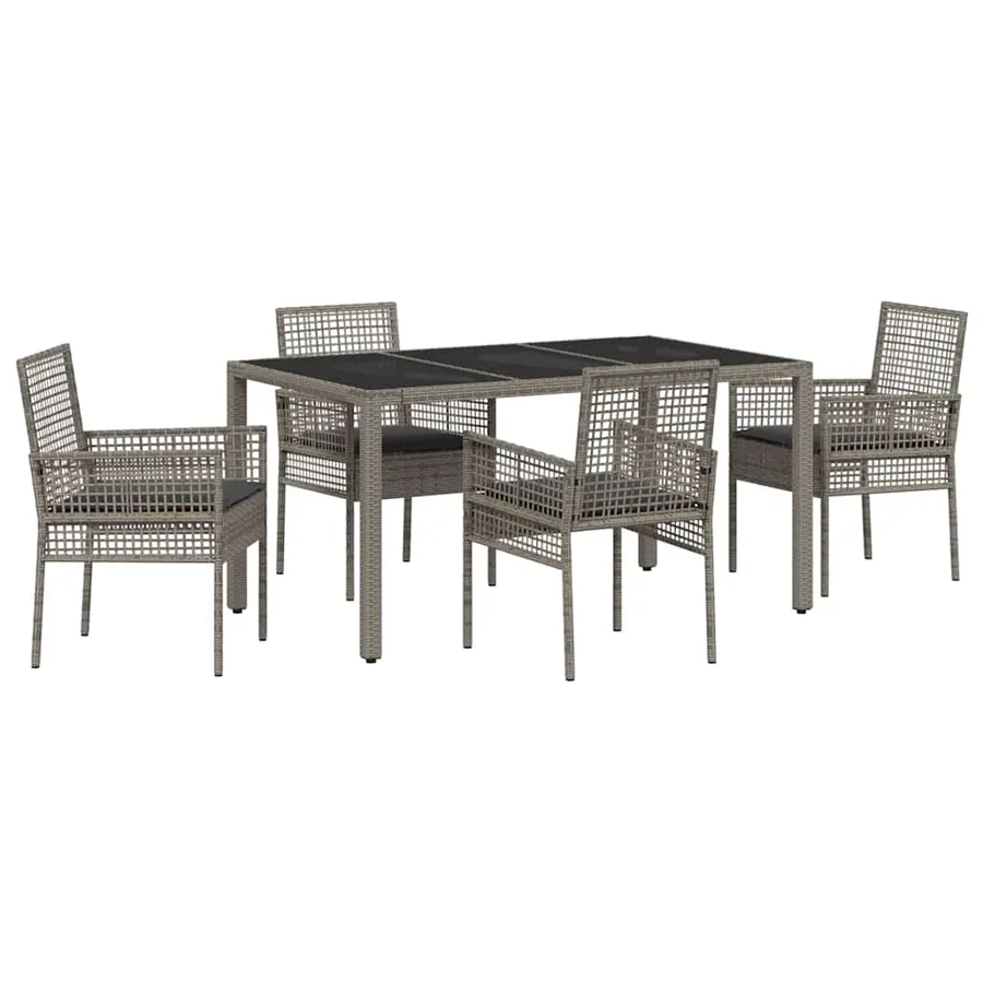 Ensemble de salle à manger pour jardin 5 pcs Gris polyrotin - 2