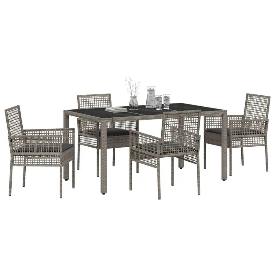 Ensemble de salle à manger pour jardin 5 pcs Gris polyrotin - 3