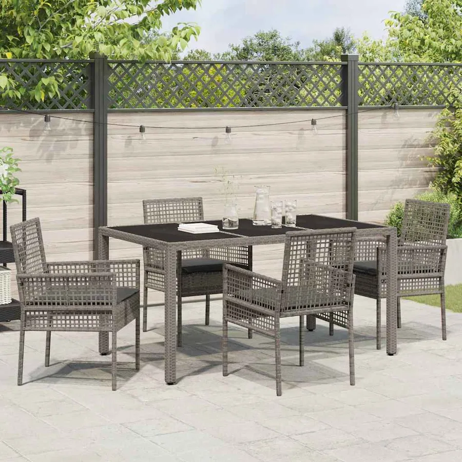Ensemble de salle à manger pour jardin 5 pcs Gris polyrotin - 4