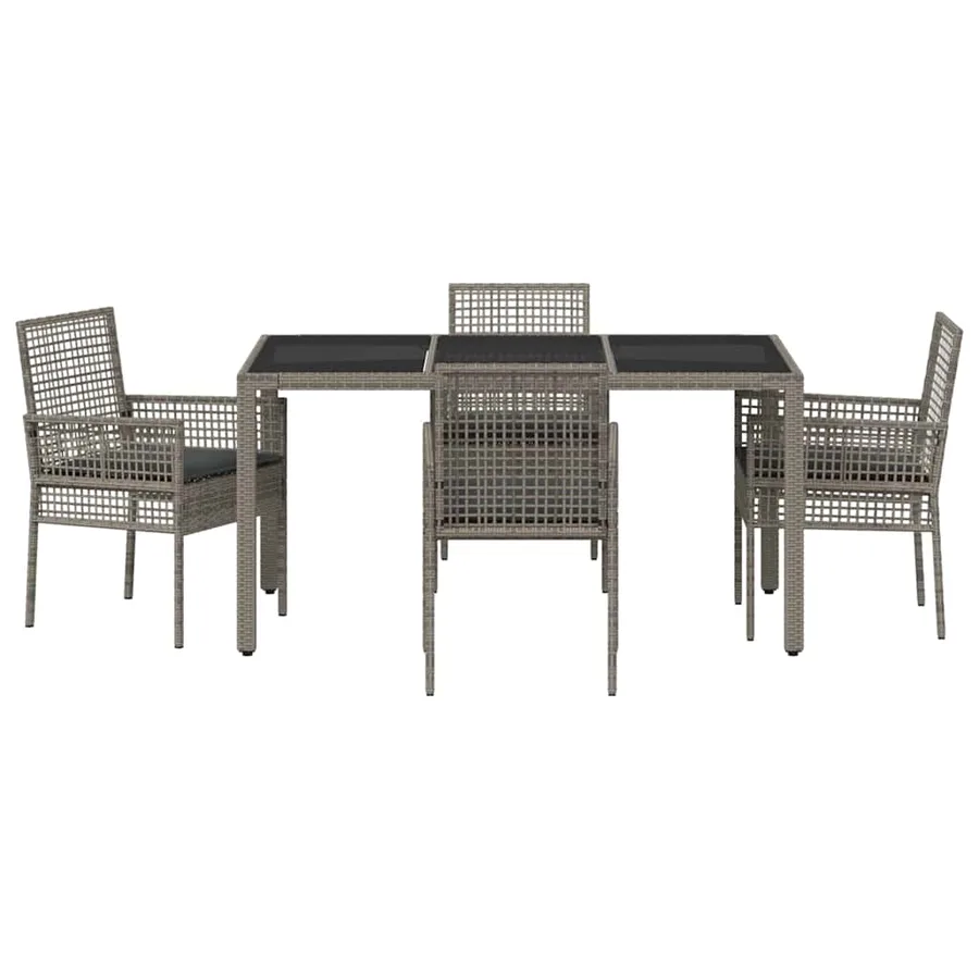 Ensemble de salle à manger pour jardin 5 pcs Gris polyrotin - 7
