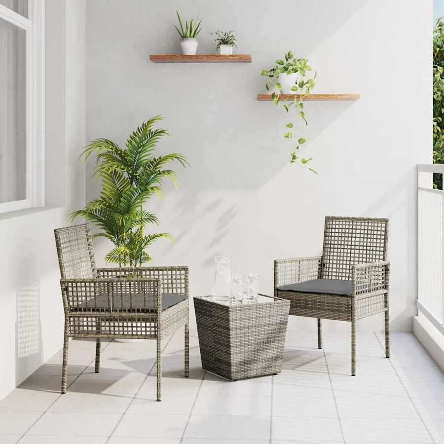 Ensemble bistro de jardin 3 pcs Gris polyrotin