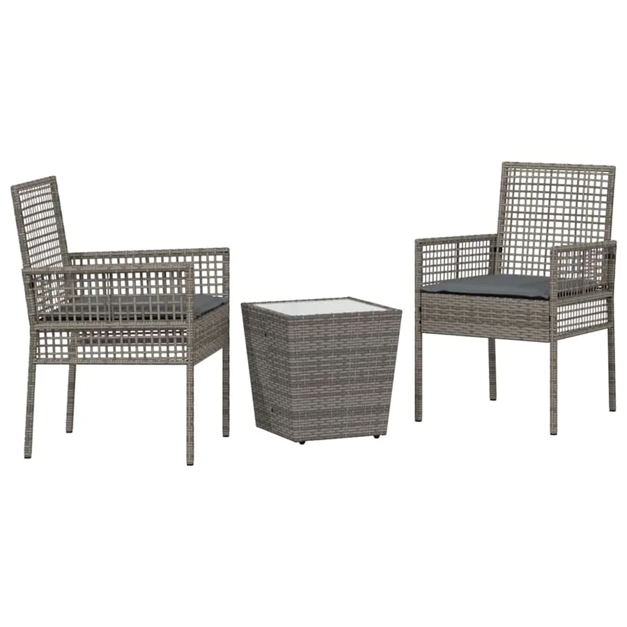 Ensemble bistro de jardin 3 pcs Gris polyrotin - 2