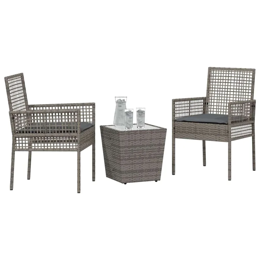 Ensemble bistro de jardin 3 pcs Gris polyrotin - 3