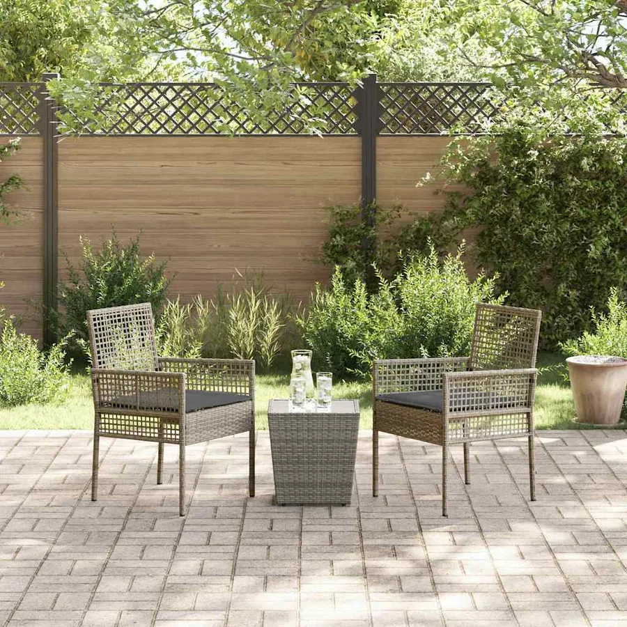 Ensemble bistro de jardin 3 pcs Gris polyrotin - 4