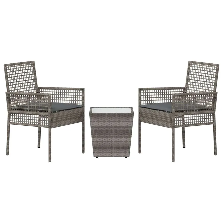 Ensemble bistro de jardin 3 pcs Gris polyrotin - 7