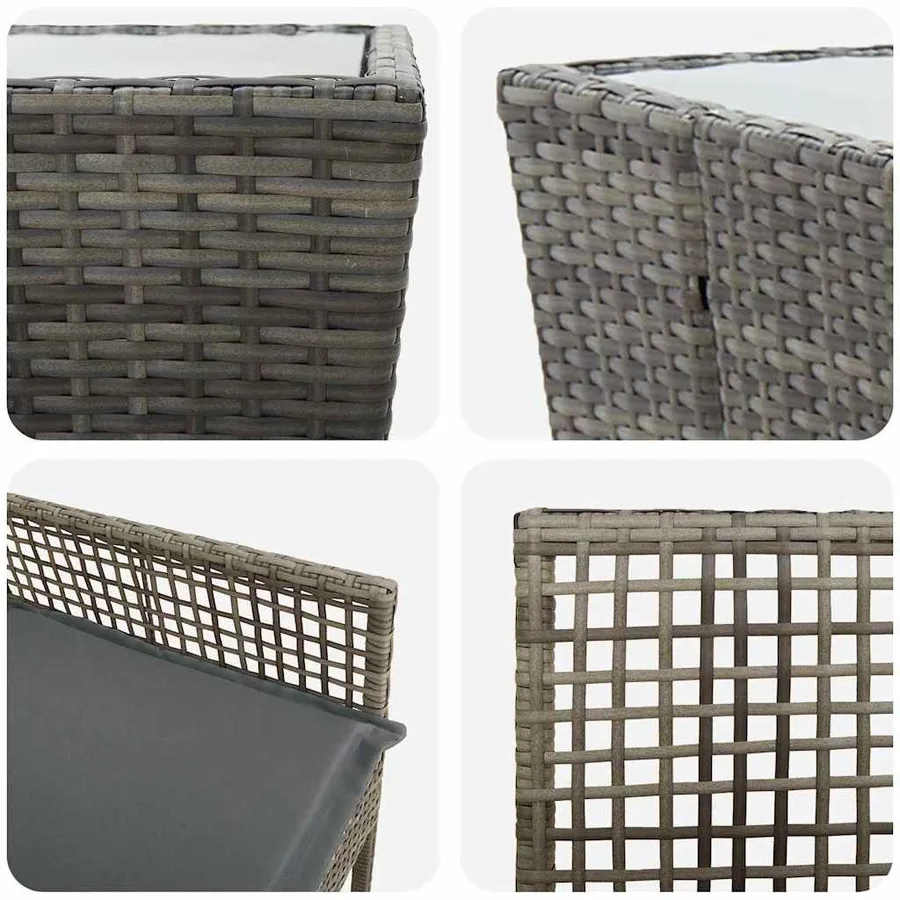 Ensemble bistro de jardin 3 pcs Gris polyrotin - 9