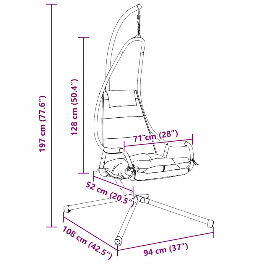 Chaise suspendue Beige 94 x 107 x 196,5 cm Acier - 9