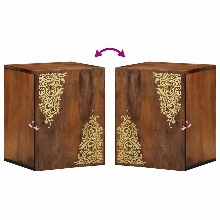 Meuble mural Marron miel 38 x 33 x 48 cm Bois de mangue massif - 9