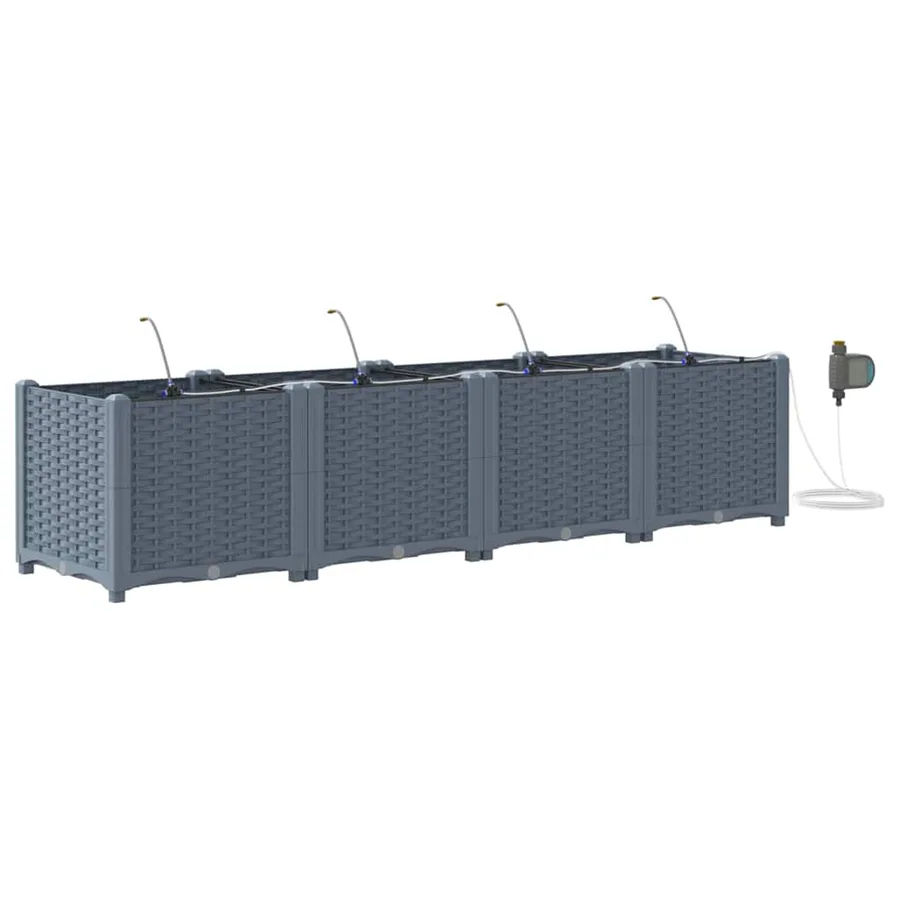 Cache-pot de jardin 4 pc Gris clair 160 x 40 x 37,5 cm PP - 2