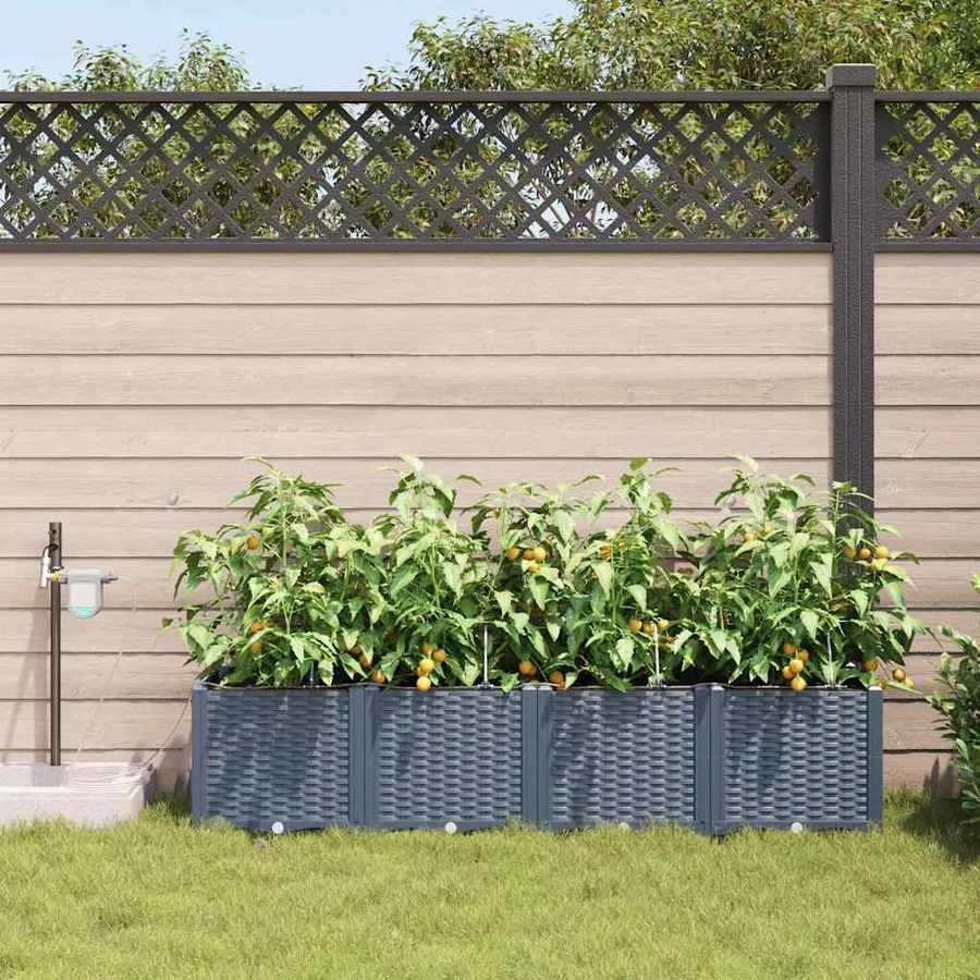 Cache-pot de jardin 4 pc Gris clair 160 x 40 x 37,5 cm PP - 3