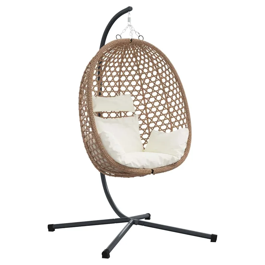 Chaise suspendue Crème claire 104 x 100 x 191 cm polyrotin - 2