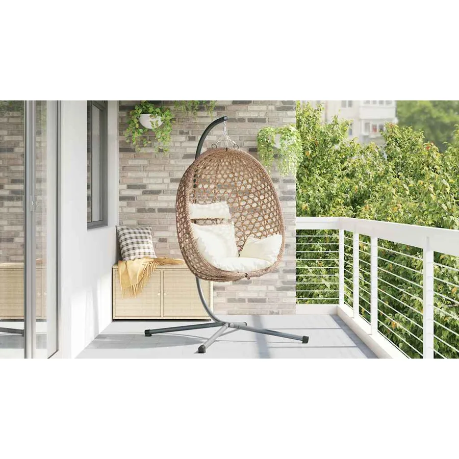 Chaise suspendue Crème claire 104 x 100 x 191 cm polyrotin - 4