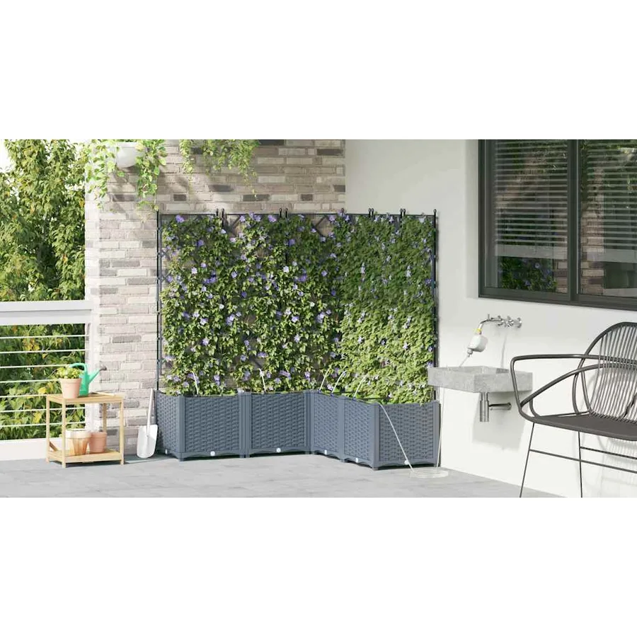 Cache-pot de jardin 5 pc Gris clair 120 x 120 x 142 cm PP - 4