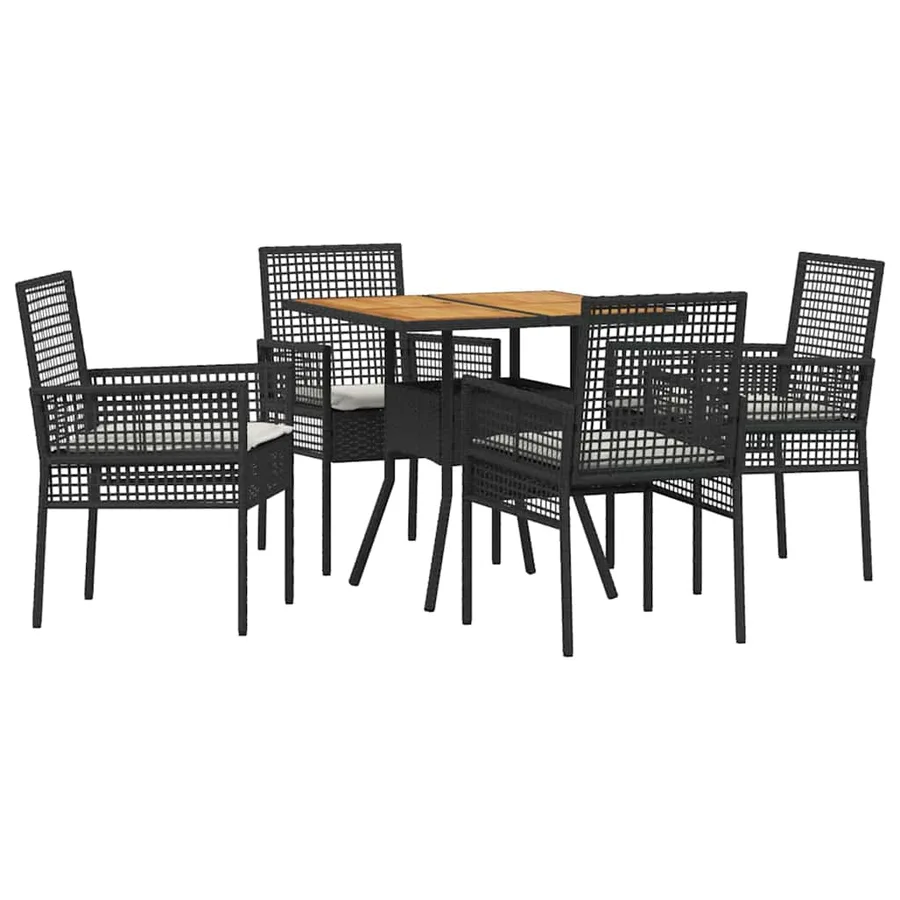 Ensemble de salle à manger pour jardin 5 pcs Noir polyrotin - 2