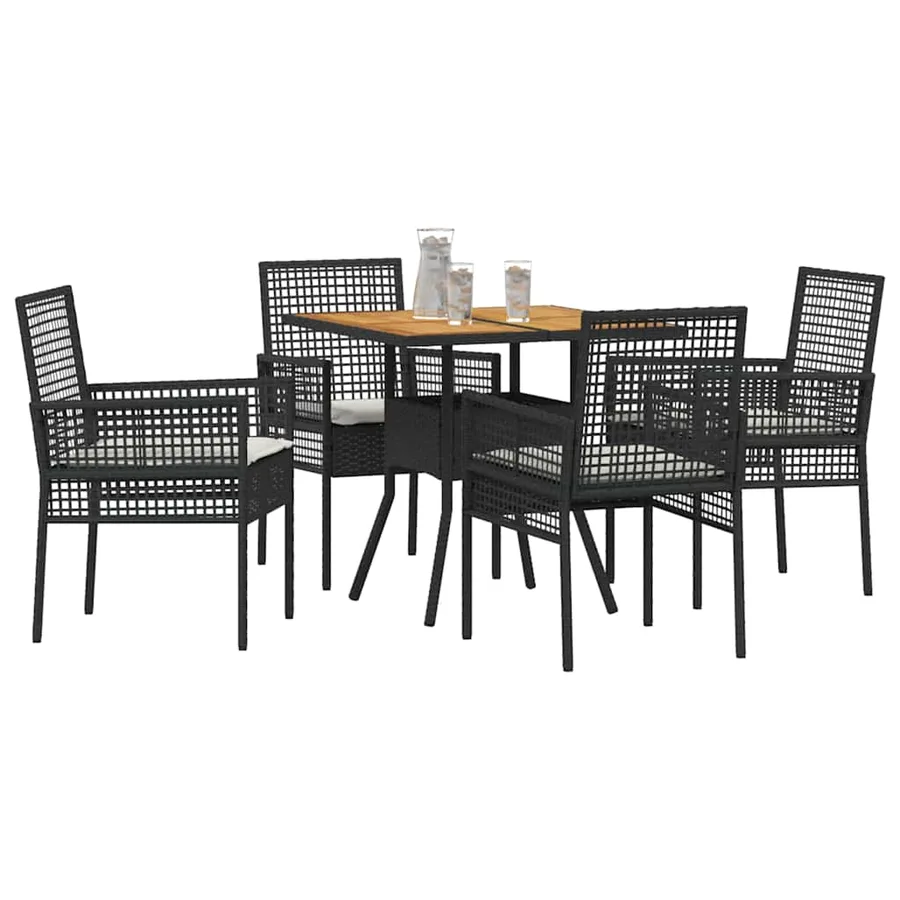 Ensemble de salle à manger pour jardin 5 pcs Noir polyrotin - 3