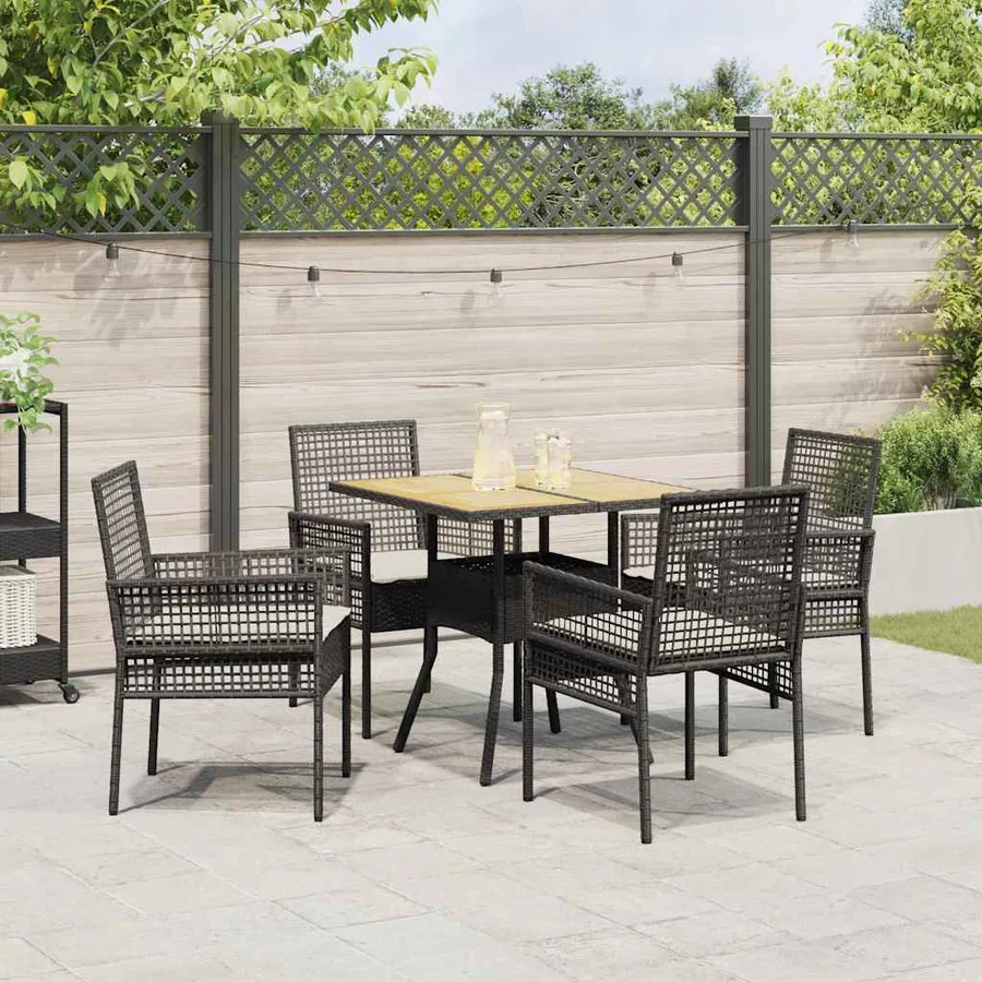 Ensemble de salle à manger pour jardin 5 pcs Noir polyrotin - 4