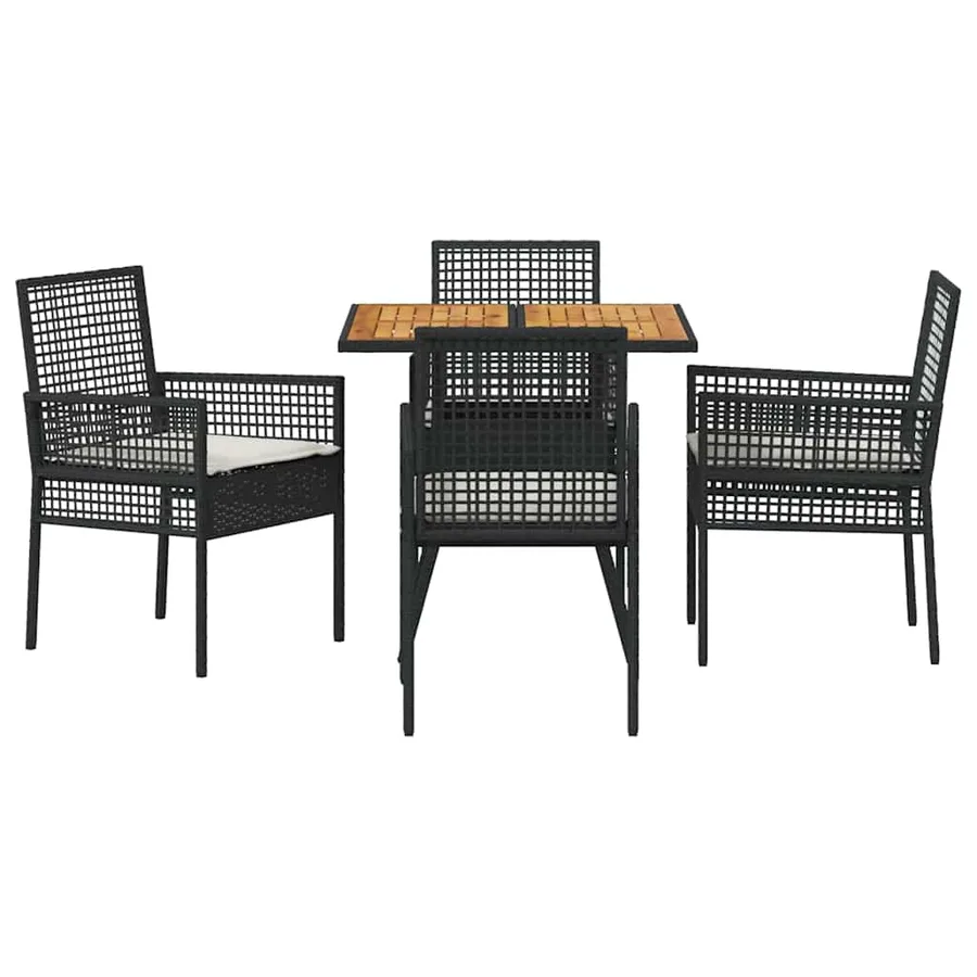 Ensemble de salle à manger pour jardin 5 pcs Noir polyrotin - 7