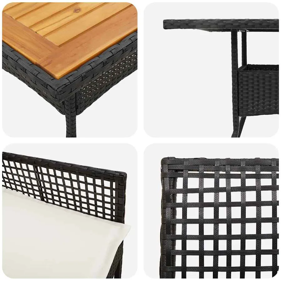Ensemble de salle à manger pour jardin 5 pcs Noir polyrotin - 9