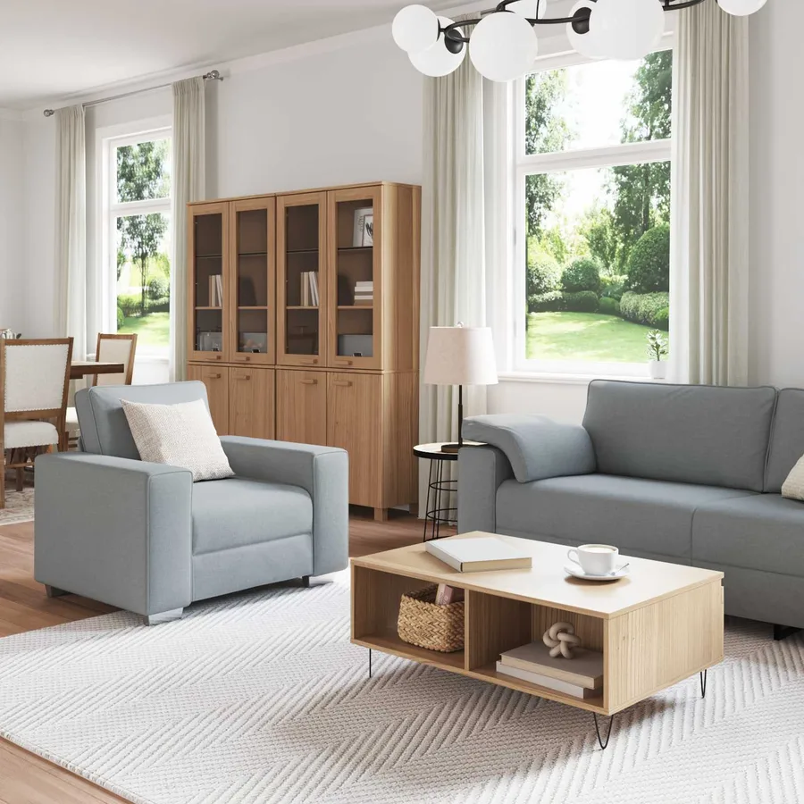 Canapé 3 pcs Gris clair 219 x 80 x 82 cm Tissu en lin mélangé - 3