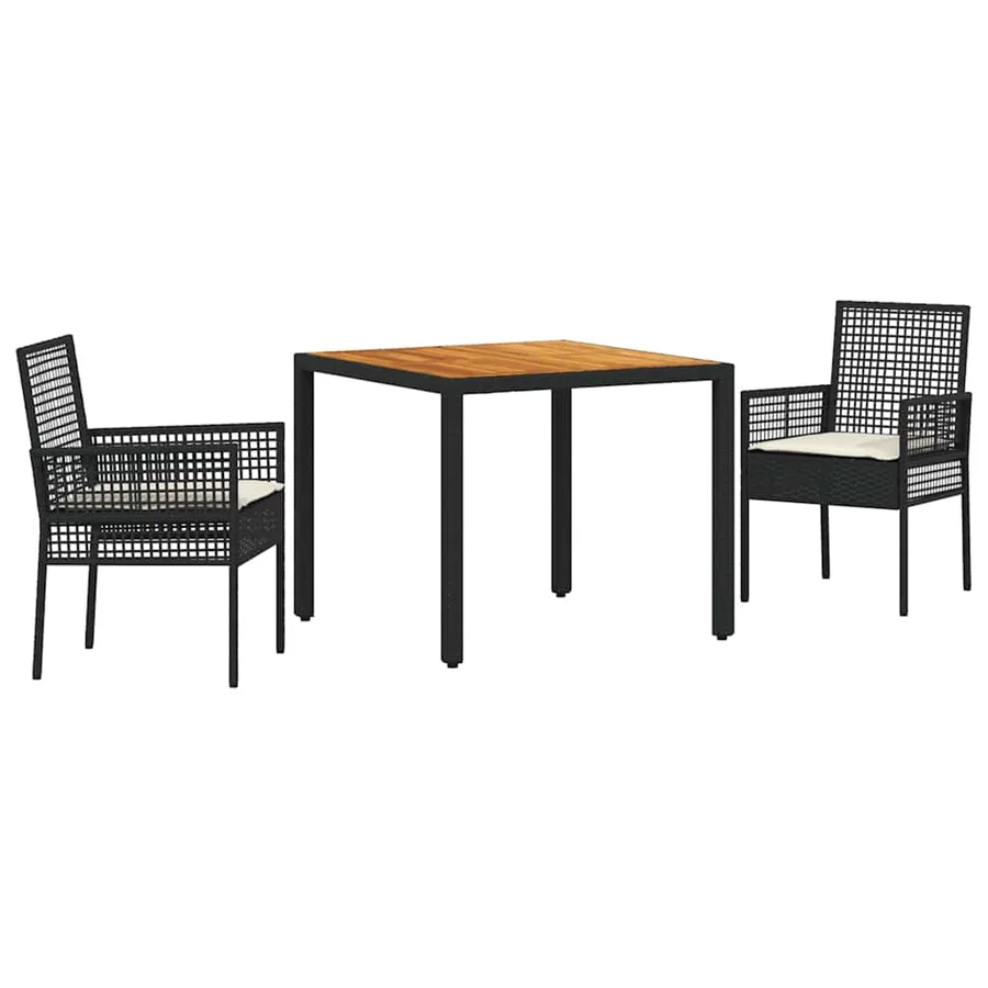 Ensemble de salle à manger pour jardin 3 pcs Noir polyrotin - 2