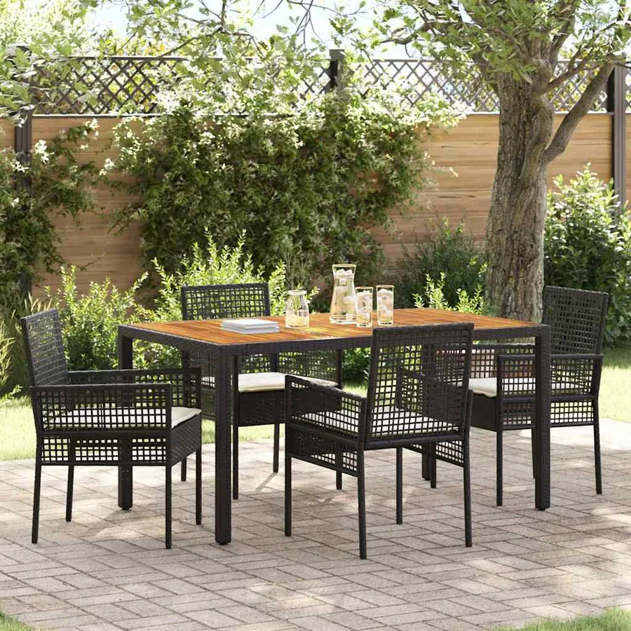 Ensemble de salle à manger pour jardin 5 pcs Noir polyrotin