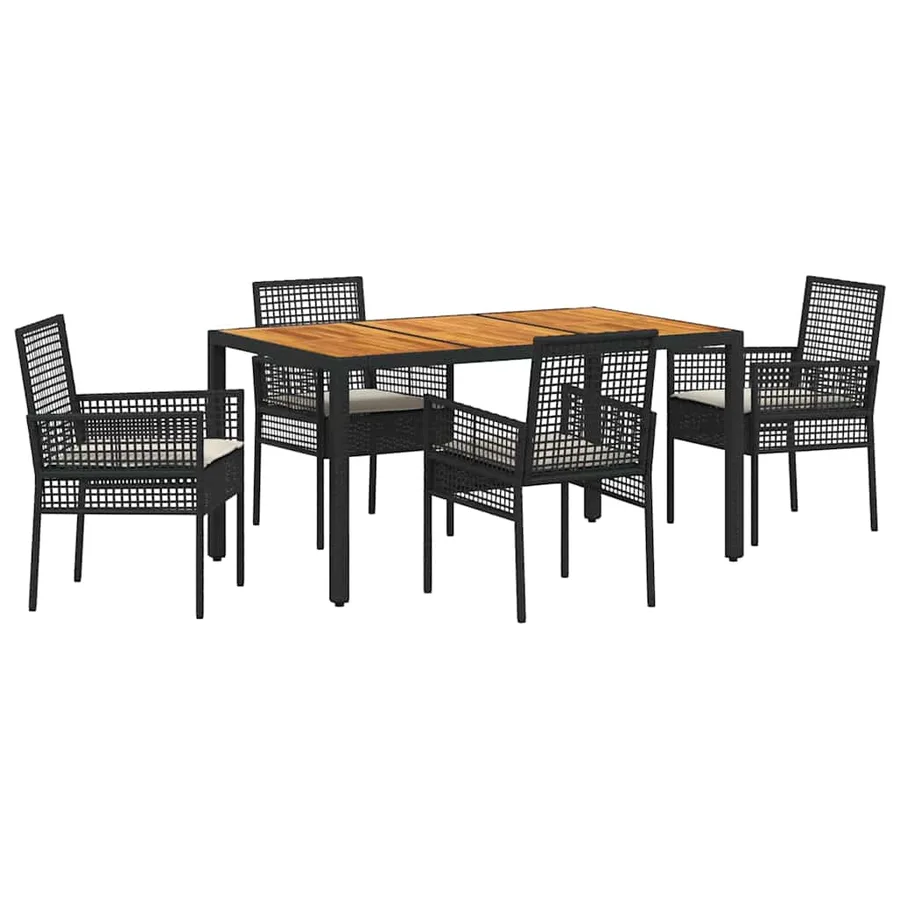 Ensemble de salle à manger pour jardin 5 pcs Noir polyrotin - 2