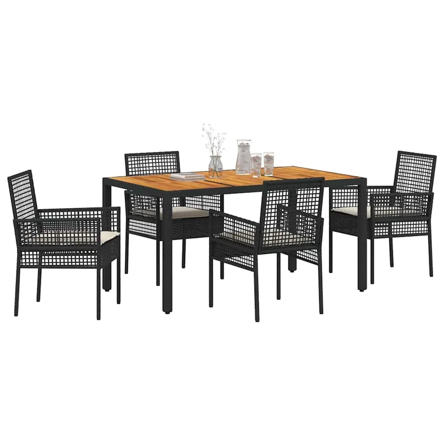 Ensemble de salle à manger pour jardin 5 pcs Noir polyrotin - 3