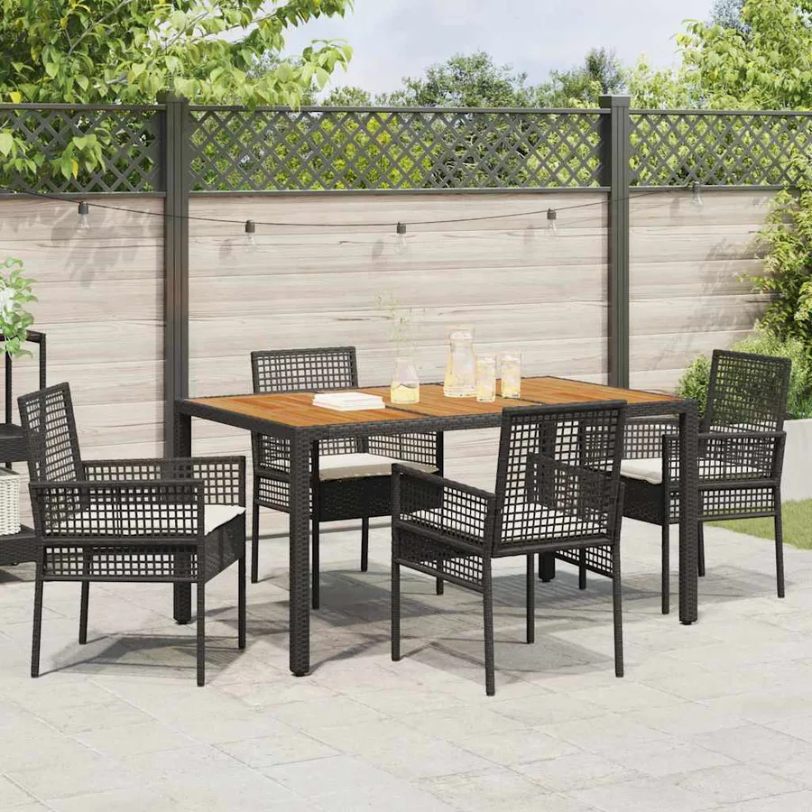 Ensemble de salle à manger pour jardin 5 pcs Noir polyrotin - 4