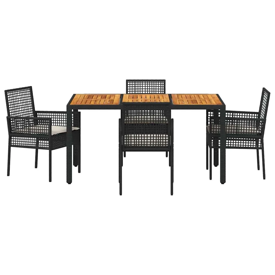 Ensemble de salle à manger pour jardin 5 pcs Noir polyrotin - 7