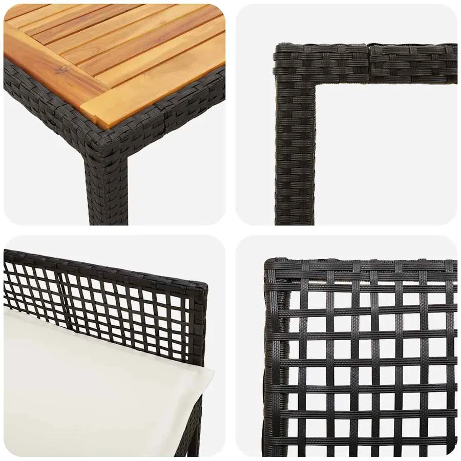 Ensemble de salle à manger pour jardin 5 pcs Noir polyrotin - 9