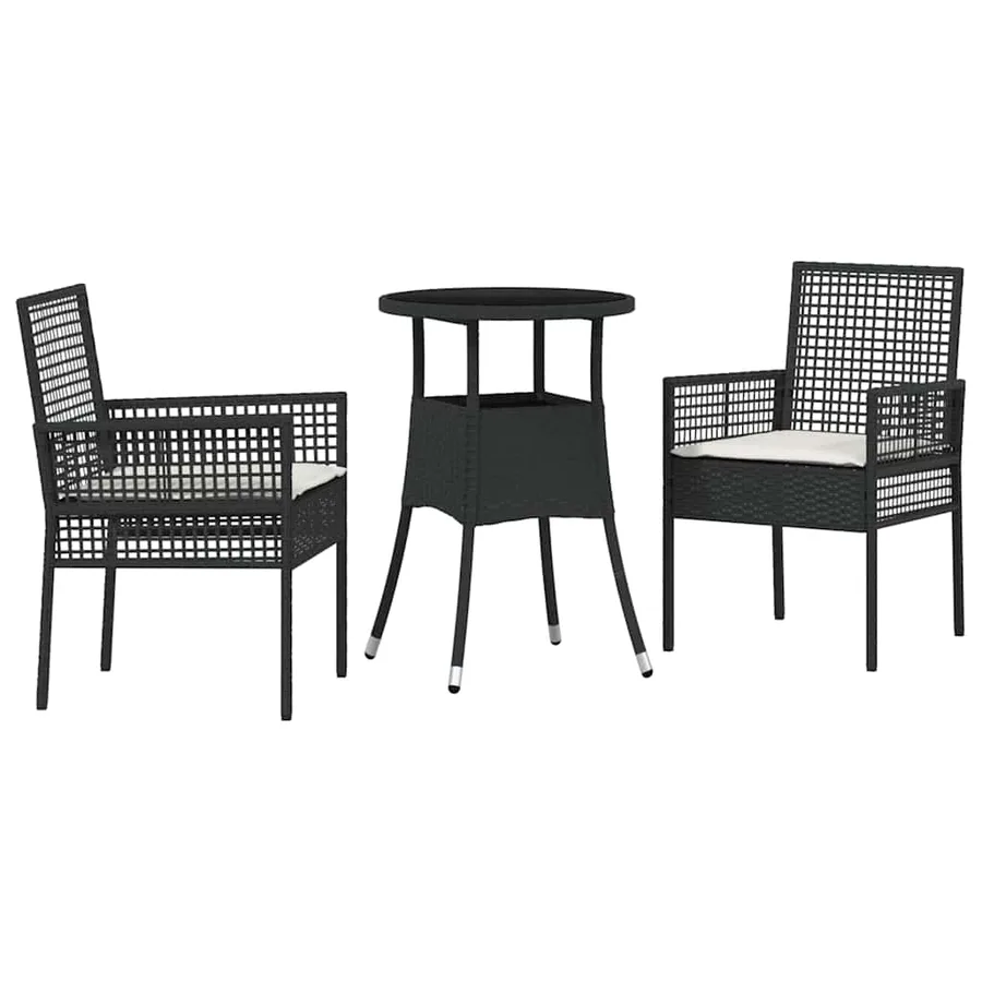 Ensemble de salle à manger pour jardin 3 pcs Noir polyrotin - 2