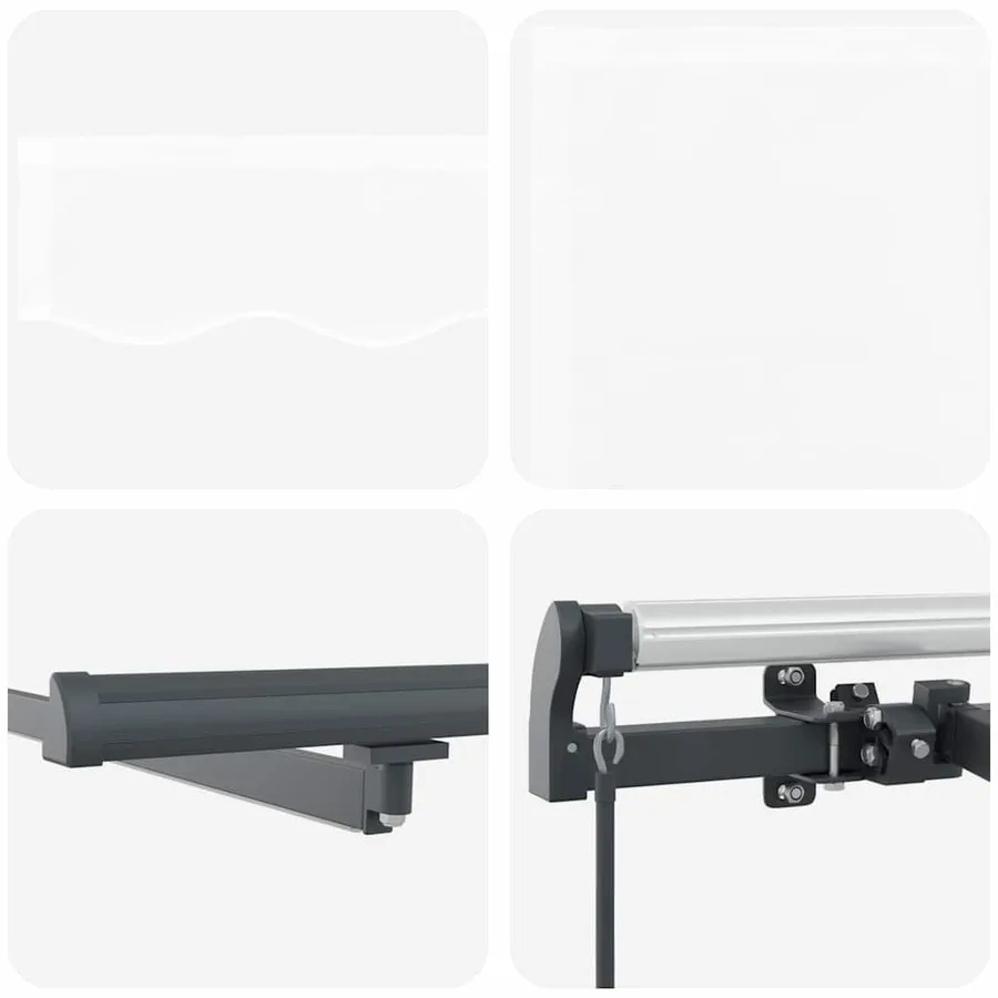 Auvent rétractable Blanc 400 × 300 cm Tissu et Aluminium - 8