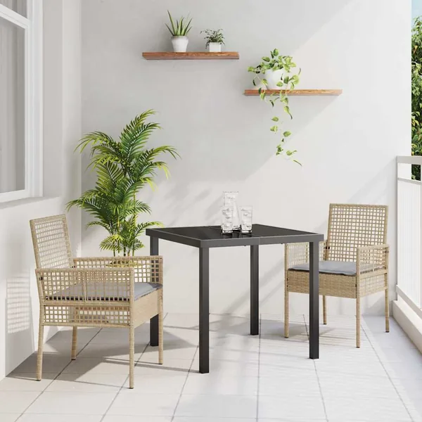 Chaise de jardin 2 pcs Beige 55 x 53 x 85 cm polyrotin