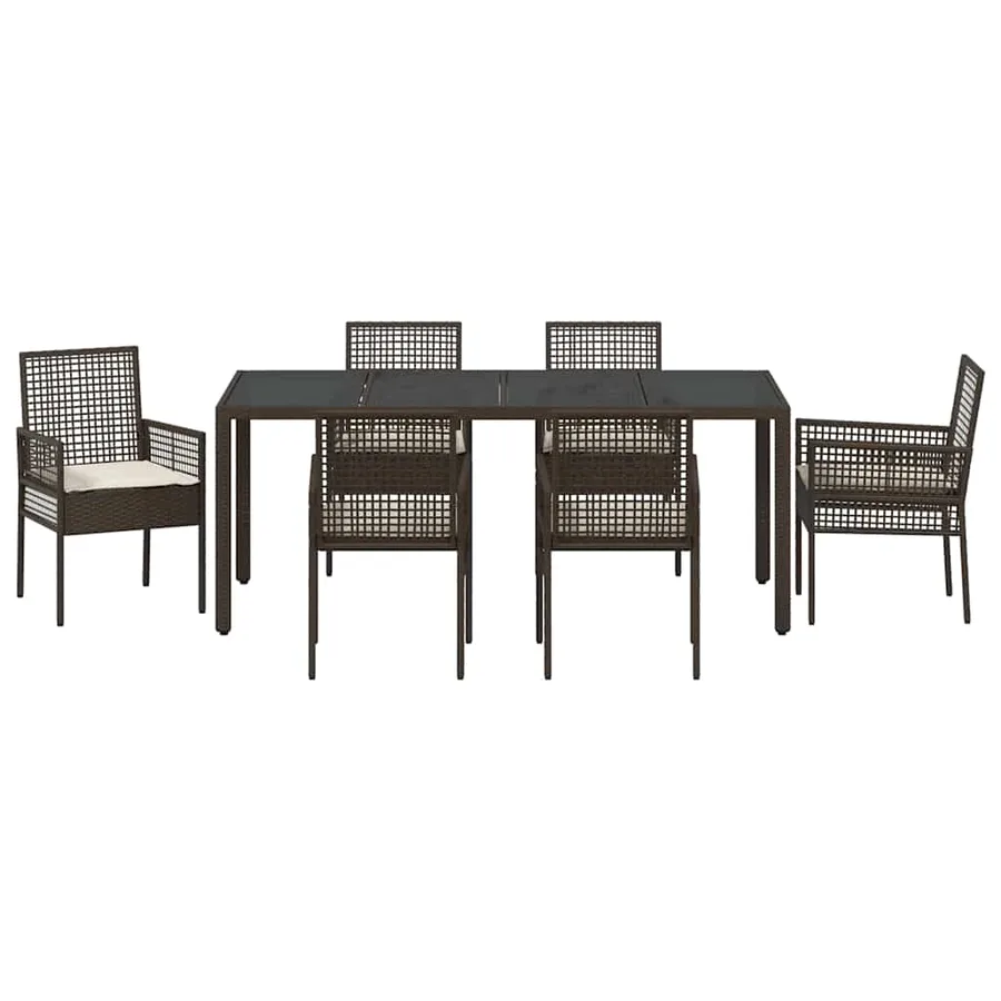 Ensemble de salle à manger pour jardin 7 pcs Marron polyrotin - 7