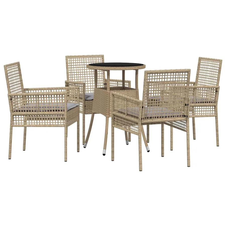 Ensemble de salle à manger pour jardin 5 pcs Beige polyrotin - 2